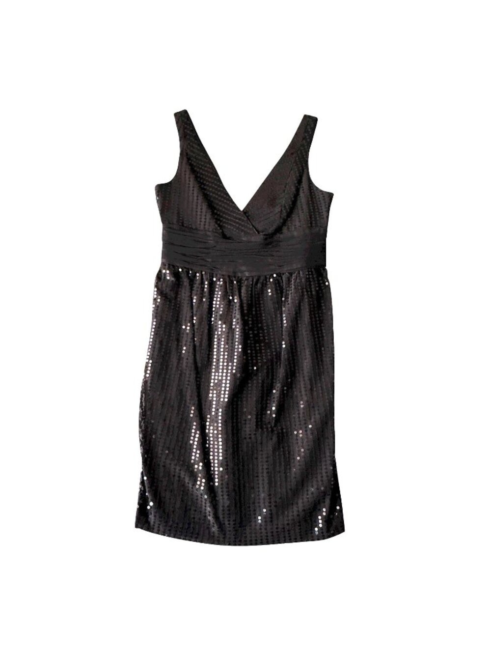 Little Black Dress Women's 10 Cocktail Sleeveless Empire Deep V Sequins London - Picture 1 of 12